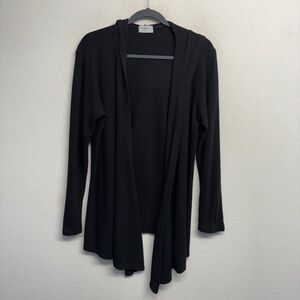 allen allend waterfall cardigan hooded L black‎ waffle sweater